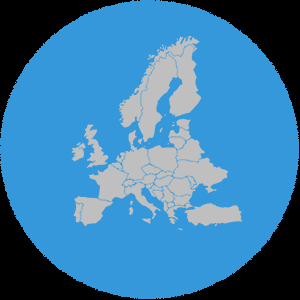 illusztráció Európa vaktérképe kék körben