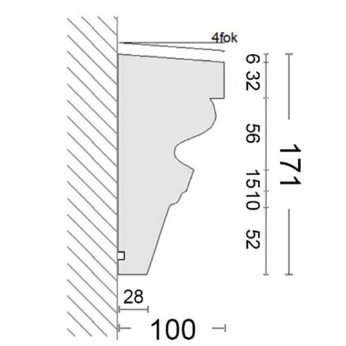 Körmend 163 párkányprofil keresztmetszete Körmend 163 párkányprofil keresztmetszete