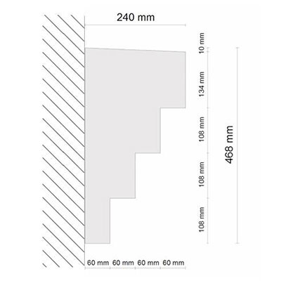 Nyírbátor 132 párkányprofil keresztmetszete